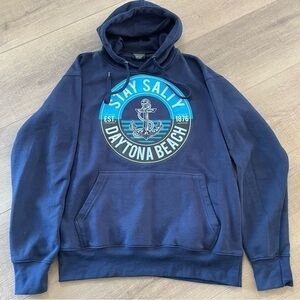 Stay Salty Daytona Beach XL Hoodie Sweatshirt Blue Kangaroo Pocket Unisex Hoody‎